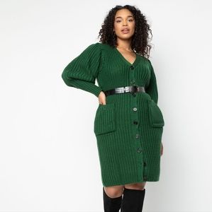 𝅺Eloquii Puff Sleeve Cardigan Sweater Dress